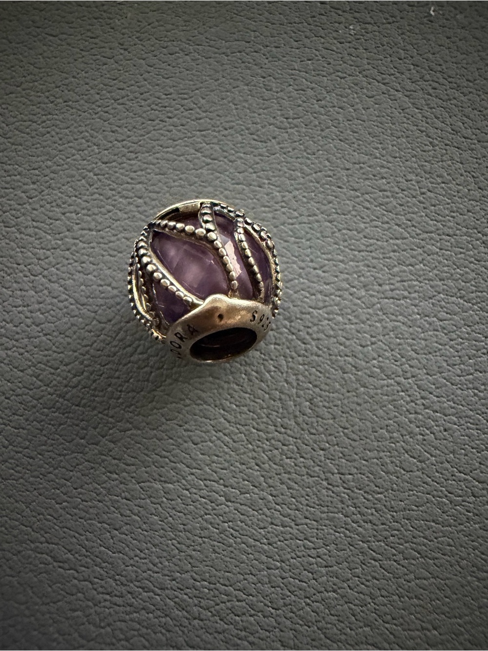 Pandora Purple Glass & Sterling Silver Filigree Charm